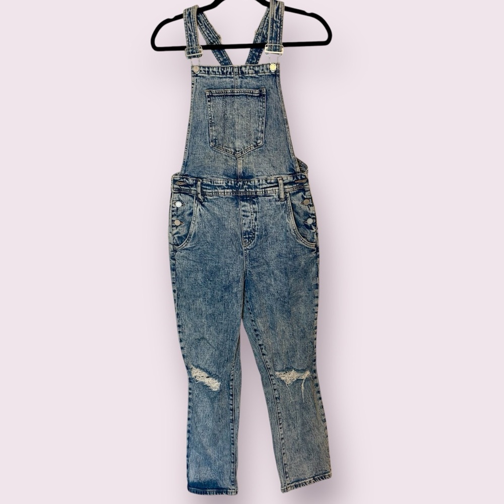 Blank NYC Overalls Stone Wash Denim Blue Size 28